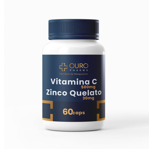 Vitamina C 500mg com Zinco Quelato 30mg - 60 ou 120 cápsulas - Ouro Pharma - Farmácia de Manipulação